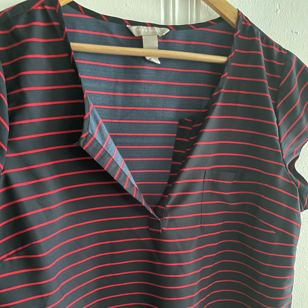 Banana Republic Navy and Red Striped Top